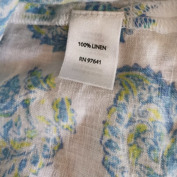 J Jill Love Linen Shirt Womens 1X Floral Long Sleeve Button Front White Blue0177 - Picture 5 of 6